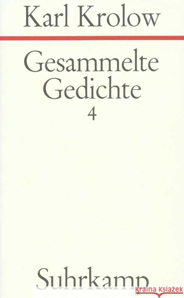 Gesammelte Gedichte. 4 Bände Krolow, Karl 9783518408452 Suhrkamp Verlag - książka