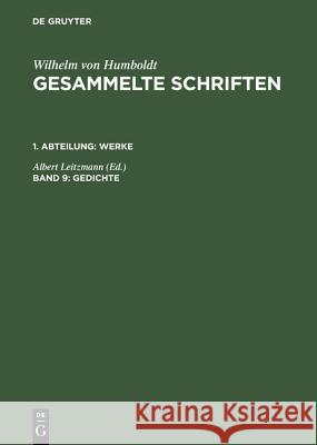 Gesammelte Schriften, Band 9, Gedichte Leitzmann, Albert 9783110192612 De Gruyter - książka