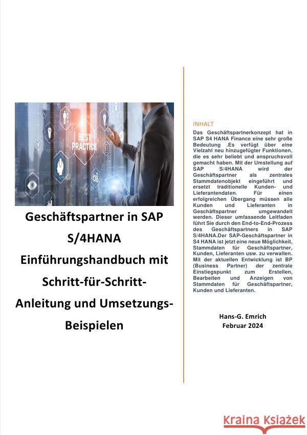 Geschäftspartner in SAP S/4HANA Einführungshandbuch mit Schritt-für-Schritt-Anleitung und Umsetzungs-Beispielen Emrich, Hans-Georg 9783758479618 epubli - książka