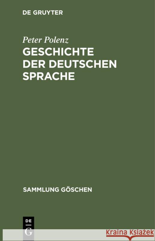 Geschichte Der Deutschen Sprache Polenz, Peter 9783110042030 de Gruyter - książka