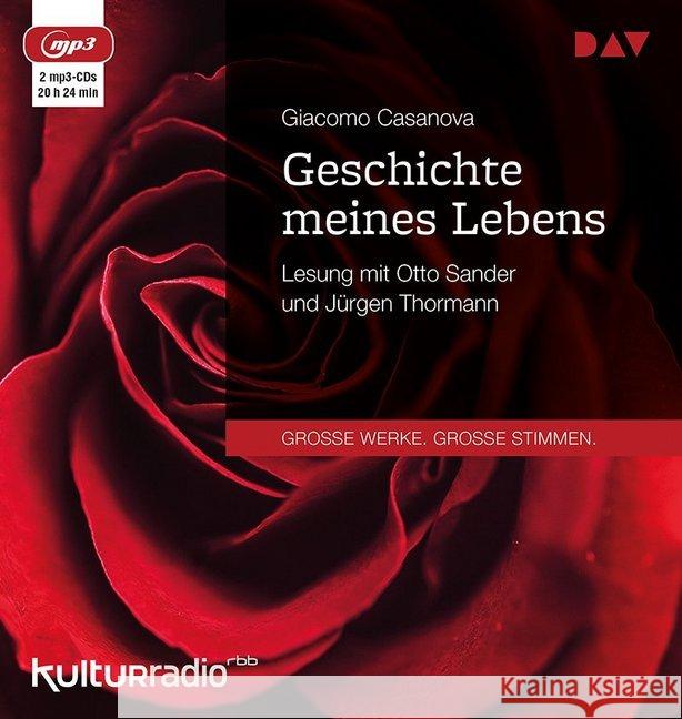 Geschichte meines Lebens, 2 MP3-CDs : Lesung mit Otto Sander und Jürgen Thormann (2 mp3-CDs), Lesung. MP3 Format Casanova, Giacomo 9783742400222 Der Audio Verlag, DAV - książka