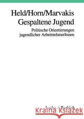 Gespaltenglishe Jugenglishd Josef Held Hans-Werner Horn Athanasios Marvakis 9783810015945 Vs Verlag Fur Sozialwissenschaften - książka