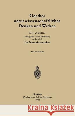 Goethes Naturwissenschaftliches Denken Und Wirken: Drei Aufsätze Helmholtz, H. Von 9783642938733 Springer - książka