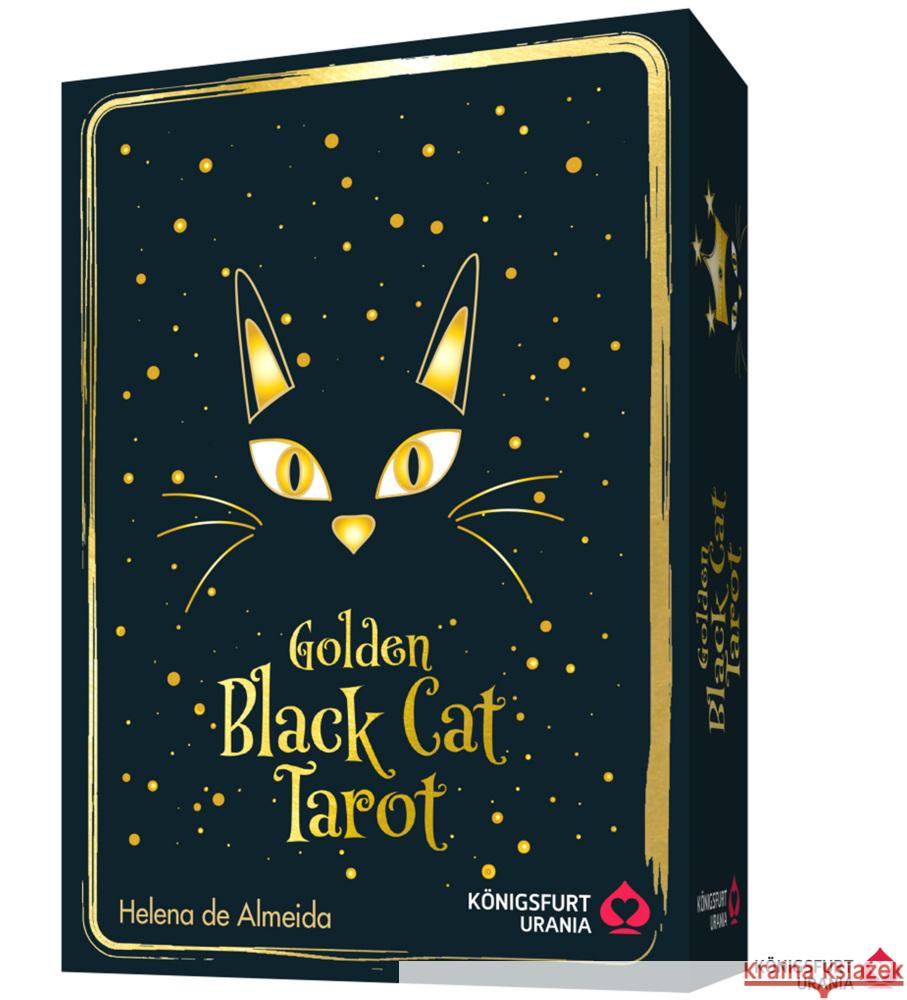 Golden Black Cat Tarot - Hochwertige Stülpdeckelschachtel mit Goldfolie de Almeida, Helena 9783868265675 Königsfurt Urania - książka