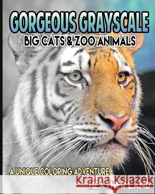 Gorgeous Grayscale: Big Cats & Zoo Animals: Adult Coloring Book Heather Land 9781523463398 Createspace Independent Publishing Platform - książka