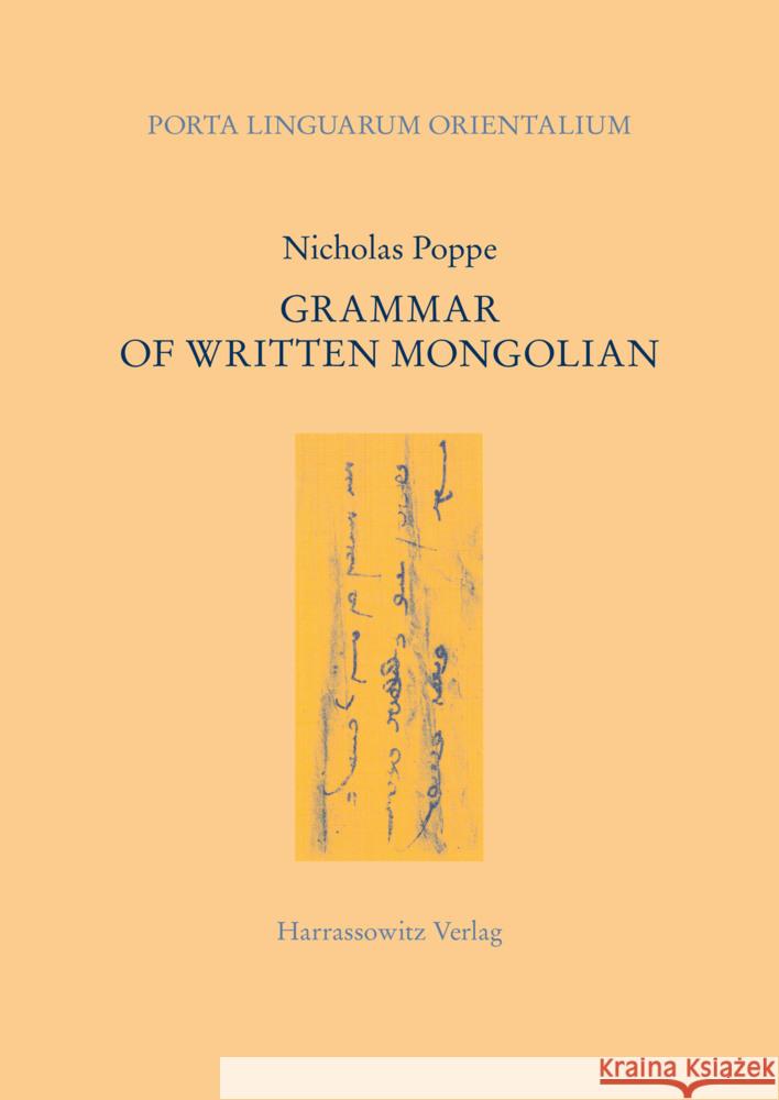Grammar of Written Mongolian: Text in Roman and Mongolian Script N. N. Poppe 9783447006842 Harrassowitz Verlag - książka