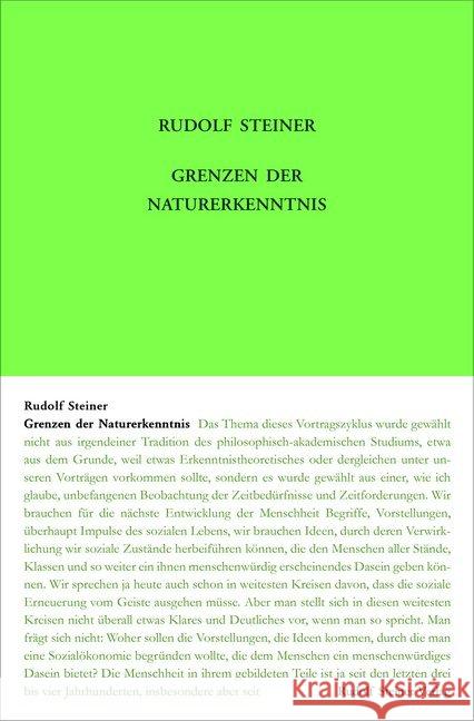 Grenzen der Naturerkenntnis : Acht Vorträge, Dornach 1920 Steiner, Rudolf 9783727432217 Rudolf Steiner Verlag - książka