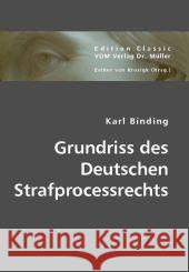 Grundriss des Deutschen Strafprocessrechts Binding, Karl Krosigk, Esther von  9783836440844 VDM Verlag Dr. Müller - książka