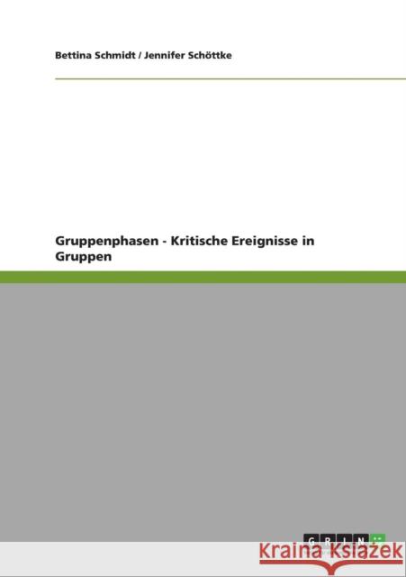 Gruppenphasen - Kritische Ereignisse in Gruppen Bettina Schmidt Jennifer Sc 9783640925346 Grin Verlag - książka