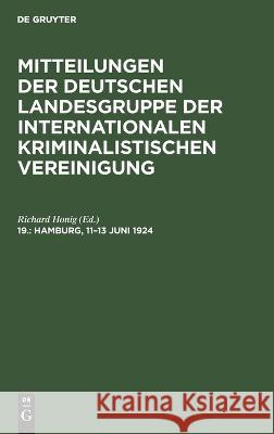 Hamburg, 11-13 Juni 1924 No Contributor 9783112669556 de Gruyter - książka