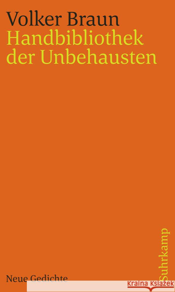 Handbibliothek der Unbehausten Braun, Volker 9783518244210 Suhrkamp - książka