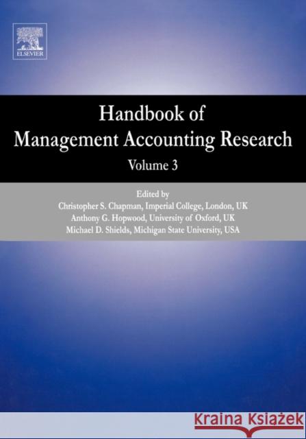Handbook of Management Accounting Research Anthony G. Hopwood 9780080554501  - książka