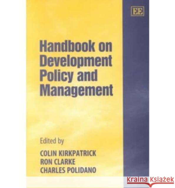 Handbook on Development Policy and Management  9781840641424 Edward Elgar Publishing Ltd - książka