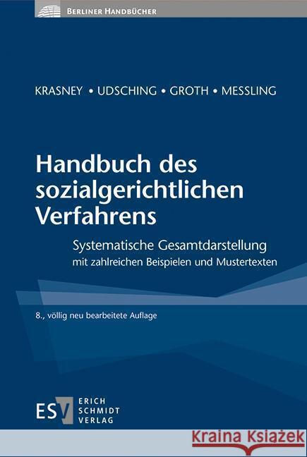 Handbuch des sozialgerichtlichen Verfahrens Krasney, Otto Ernst, Udsching, Peter, Groth, Andy 9783503206292 Schmidt (Erich), Berlin - książka