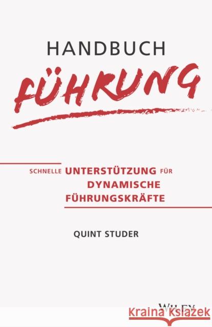 Handbuch F&uuml;hrung Quint Studer 9783527510665  - książka