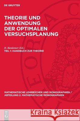 Handbuch Zur Theorie H. Bandemer 9783112707760 de Gruyter - książka