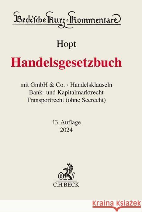 Handelsgesetzbuch Hopt, Klaus J., Kumpan, Christoph, Leyens, Patrick C. 9783406806056 Beck Juristischer Verlag - książka
