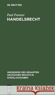 Handelsrecht Paul Posener 9783112633533 De Gruyter - książka