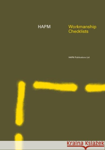 Hapm Workmanship Checklists Construction Audit Ltd 9780419247302 Brunner-Routledge - książka