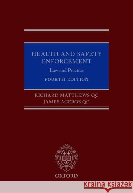 Health and Safety Enforcement: Law and Practice Richard Matthews QC James Ageros QC  9780199687404 Oxford University Press - książka