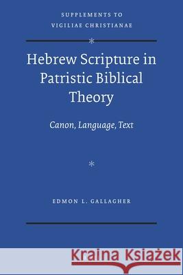 Hebrew Scripture in Patristic Biblical Theory: Canon, Language, Text Edmon L Gallagher 9789004226333  - książka