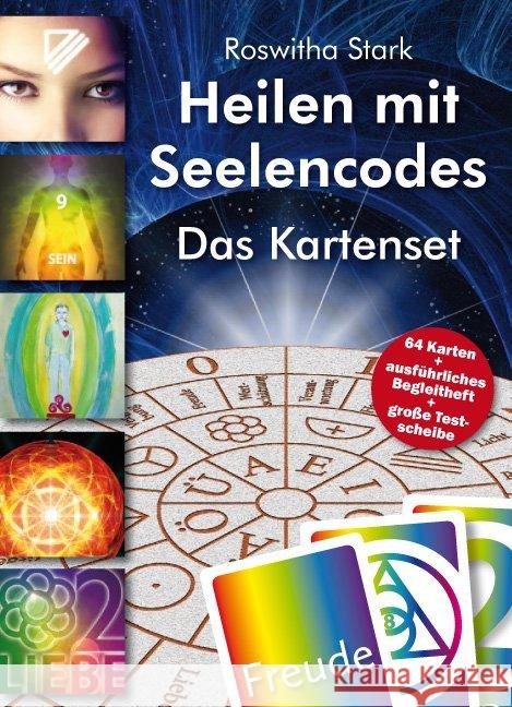 Heilen mit Seelencodes, Kartenset : Persönliche Heilbilder aus Symbolen, Zahlen, Wörtern und Farben erstellen. Set mit 64 Karten, Begleitheft und stabiler Testscheibe Stark, Roswitha 9783863740986 Mankau - książka