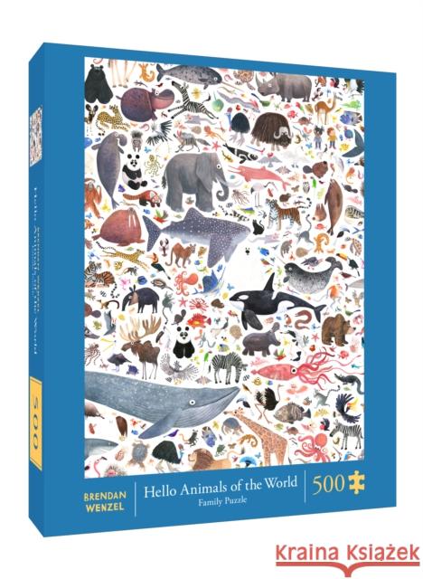 Hello Animals of the World 500-Piece Family Puzzle Chronicle Books 9781797213590 Chronicle Books (CA) - książka