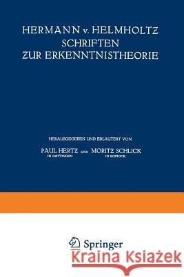 Hermann V. Helmholtz Schriften Zur Erkenntnistheorie Von Helmholtz, Hermann 9783662355145 Springer - książka