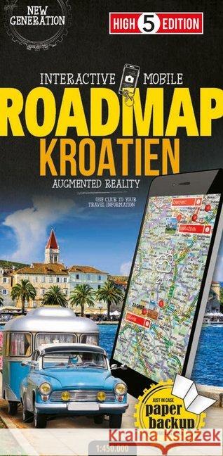 High 5 Edition Interactive Mobile Roadmap Kroatien. Croatia : Strassenkarte Kroatien 1:450 000. New Generation  9783906908113 High 5 Edition - książka