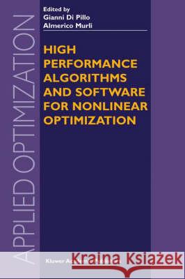 High Performance Algorithms and Software for Nonlinear Optimization Gianni Di Pillo 9781402075322  - książka