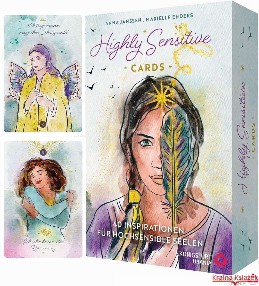 Highly Sensitive Cards - 40 Inspirationen für hochsensible Seelen, m. 1 Buch, m. 40 Beilage, 2 Teile Janssen, Anna 9783868261998 Königsfurt Urania - książka