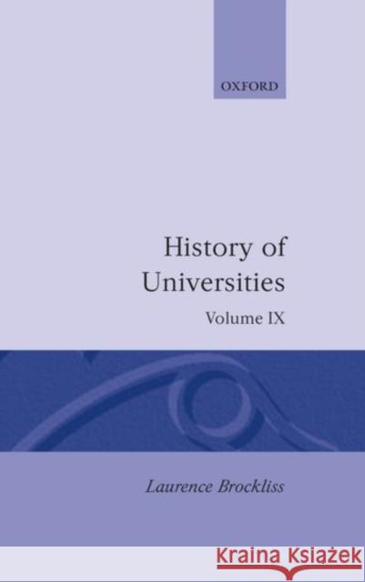 History of Universities: 1990 Brockliss, Laurence 9780198227267 Oxford University Press - książka