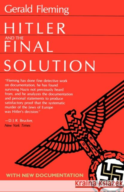 Hitler and the Final Solution Gerald Fleming Saul Friedlander 9780520060227 University of California Press - książka