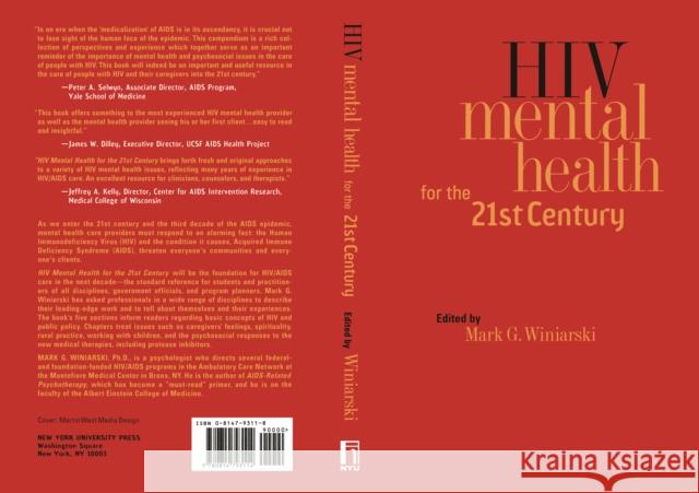 HIV Mental Health for the 21st Century Winiarski, Mark G. 9780814793114 New York University Press - książka