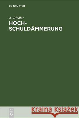 Hochschuldämmerung A Riedler 9783486746693 Walter de Gruyter - książka