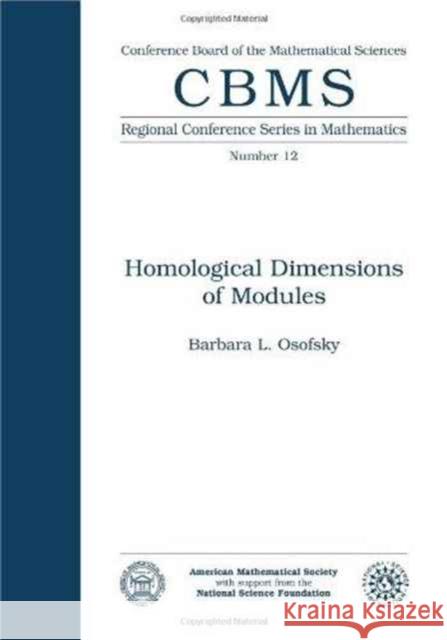 Homological Dimensions of Modules  9780821816622 American Mathematical Society - książka