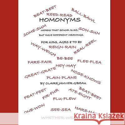 Homonyms Claire Janvier Gibeau 9781449033675 Authorhouse - książka