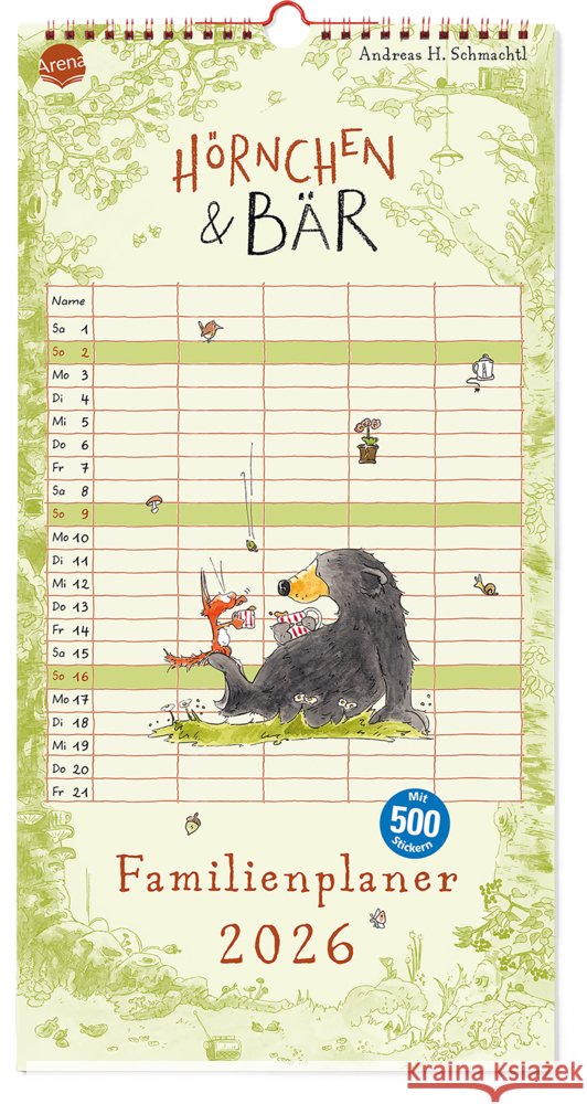 Hörnchen & Bär. Familienplaner 2026 Schmachtl, Andreas H. 9783401722269 Arena - książka