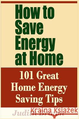 How to Save Energy at Home - 101 Great Home Energy Saving Tips Judith Brown 9781798933237 Independently Published - książka