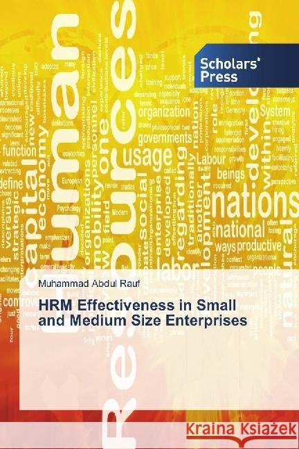 HRM Effectiveness in Small and Medium Size Enterprises Rauf, Muhammad Abdul 9783330652132 Scholar's Press - książka