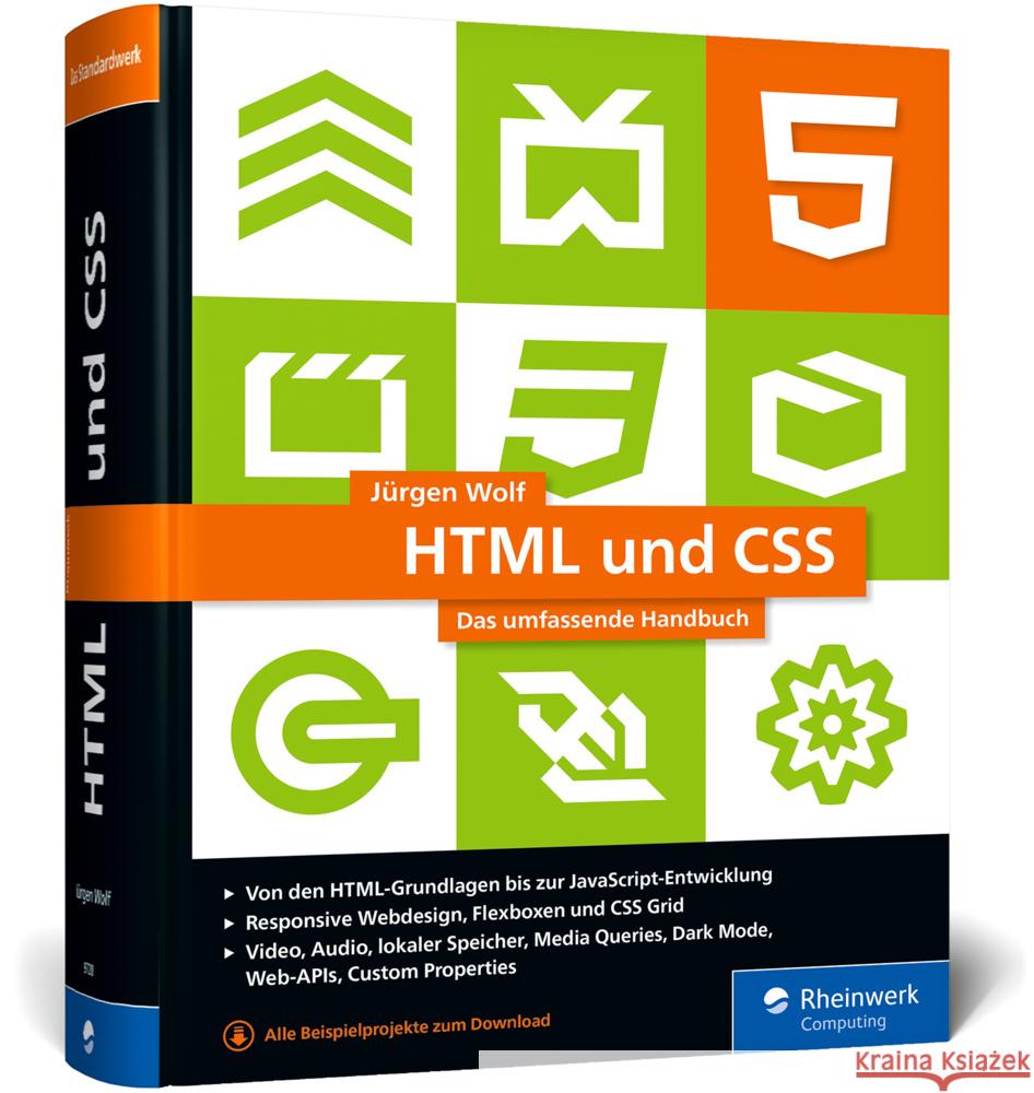 HTML und CSS Wolf, Jürgen 9783836297288 Rheinwerk Computing - książka