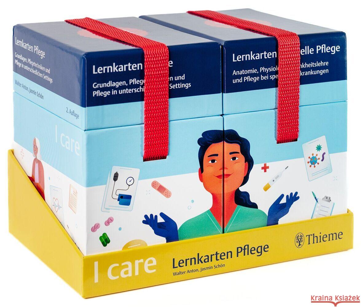 I care Lernkarten Pflege - Set (im Schuber) Anton, Walter, Schön, Jasmin 9783132439993 Thieme, Stuttgart - książka