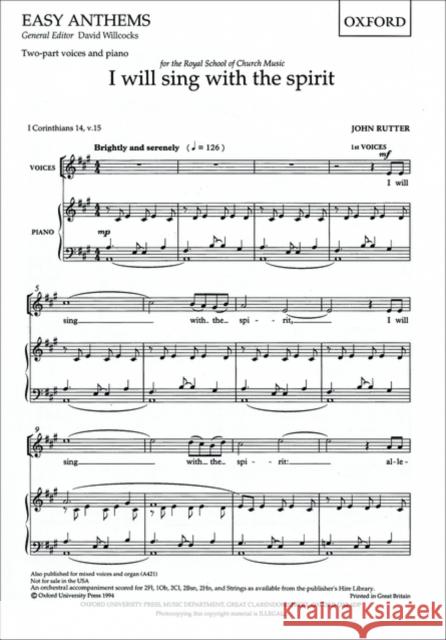 I will sing with the spirit  9780193511484 Oxford University Press - książka
