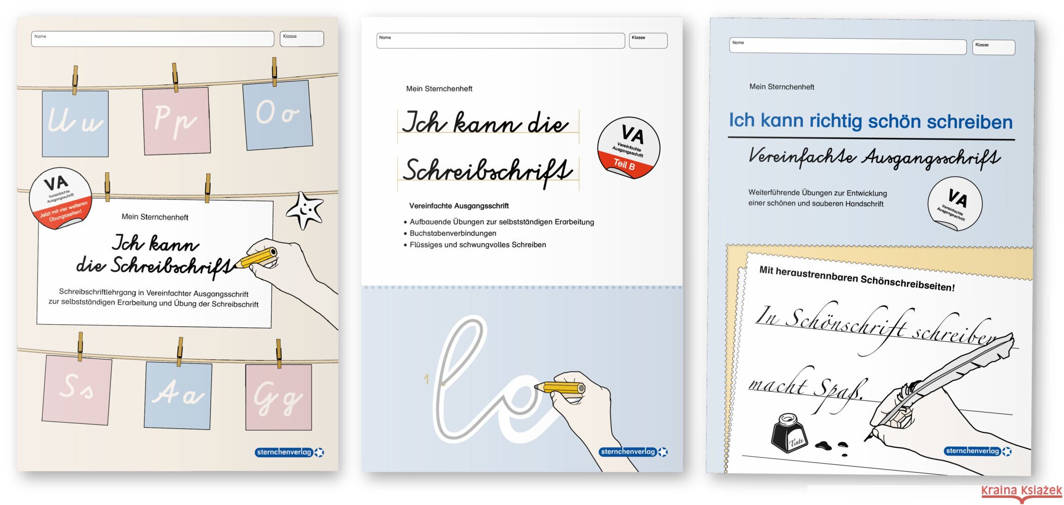 Ich kann die Schreibschrift + Übungsheft 1 und 2 - Vereinfachte Ausgangsschrift - 3 Hefte sternchenverlag GmbH, Langhans, Katrin 9783910429772 Sternchenverlag - książka