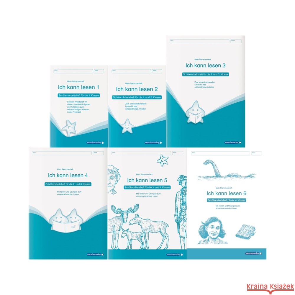 Ich kann lesen 1 bis 6 - im Set - 6 Schülerarbeitshefte 1. bis 4.+ Klasse sternchenverlag GmbH, Langhans, Katrin 9783910429031 Sternchenverlag - książka