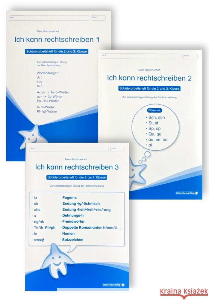 Ich kann rechtschreiben 1 bis 3 - Schülerarbeitshefte für die 2. bis 4. Klasse, 3 Teile sternchenverlag GmbH, Langhans, Katrin 9783946904687 Sternchenverlag - książka