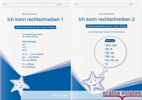 Ich kann rechtschreiben - Schüler-Arbeitshefte für die 2. und 3. Klasse, 2 Tle.. H.1+2 : Zur selbstständigen Übung der Rechtschreibung Wortendungen: d/t k/g b/p A-/a- Ä-/ä-Wörter au- äu-Wörter Eu-/eu- Langhans, Katrin 9783981220780 Sternchenverlag - książka