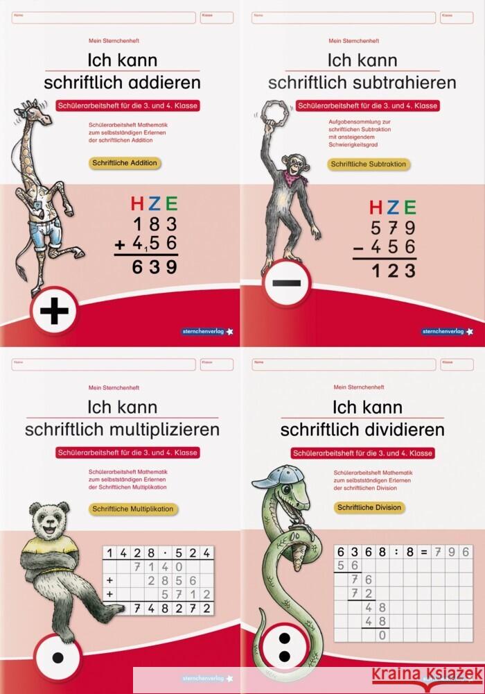 Ich kann schriftlich addieren, subtrahieren, multiplizieren und dividieren im Set sternchenverlag GmbH, Langhans, Katrin 9783946904670 Sternchenverlag - książka