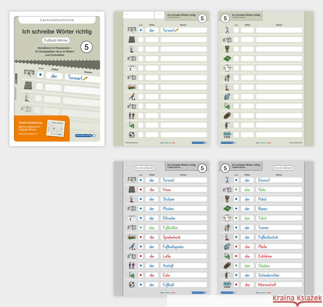 Ich schreibe Wörter richtig - Abreißblock 5 - Lernzielkontrolle - Fußball-Wörter Langhans, Katrin 9783910429192 Sternchenverlag - książka