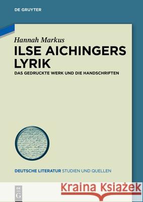 Ilse Aichingers Lyrik Markus, Hannah 9783110431728 De Gruyter - książka